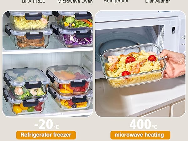 8 Pack 32OZ Glass Food Storage Containers with Lids