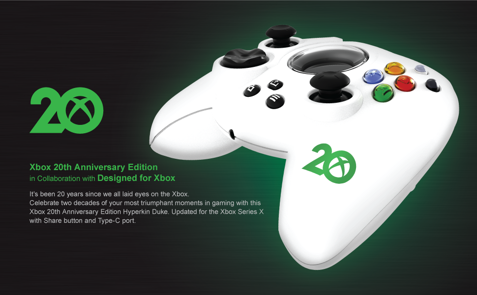 White Hyperkin Duke, 20th, Anniversary, Halo, Duke, Hyperkin, Xbox One, Xbox