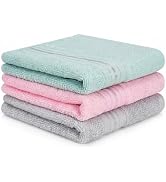 ZHAYAO 3 Pack 100% Cotton Wash Cloths, 13 x 13 inch Highly Absorbent and Soft Feel Fingertip Towe...
