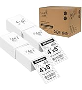 SARA Brothers 4x6 Direct Thermal Shipping Labels (Pack of 2000 Labels / 4 Fanfold Stacks), Commer...