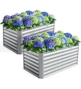 Anmiro 4X2X2ft (2 Pack) Galvanized Raised Garden Bed,Outdoor Planter Box Metal Patio Kit Planting...