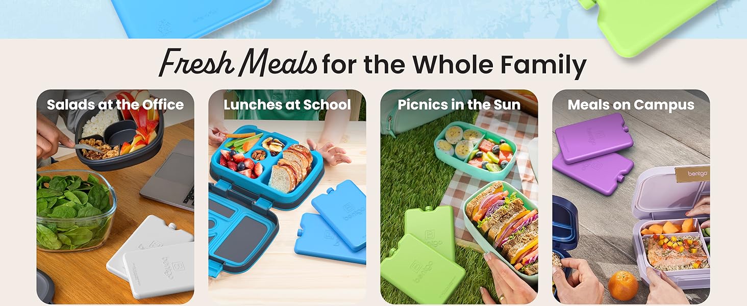 keep meals cold, keep meals fresh, meal prep ice packs, office ice packs, ice pack set for work