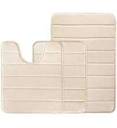 BSAOUTZ 3Pc Bathroom Rug Sets, Non Slip Memory Foam Bath Mat Rug 3 Piece Set, Extra Absorbent Sof...