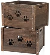 Edergoo Wooden Crates 2 Pack, Hollow Claw Crates for Display, Farmhouse Handmade With Handles, Ru...