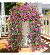 Besteek 4 Pcs Artificial Hanging Flowers for Outdoor, Fake Silk Daisy Flowers Spring Summer Decor...