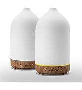 Gooamp 200ML Ceramic Essential Oil Diffuser (Set of 2) - Ultrasonic Aromatherapy & Humidifier wit...