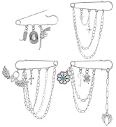 PH PandaHall 4pcs Cowboy Boot Charm Pendant Pins, Alloy Safety Pin Brooch with Chains Vintage Wes...