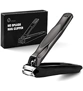 FERYES 3-in-1 Fingernail Clipper with No-Splash Nail Catcher and Metal Storage Box - Toenail Clip...