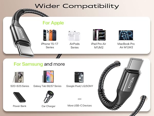 usb type c cable fast charging cord iphone 17 16 15 cable