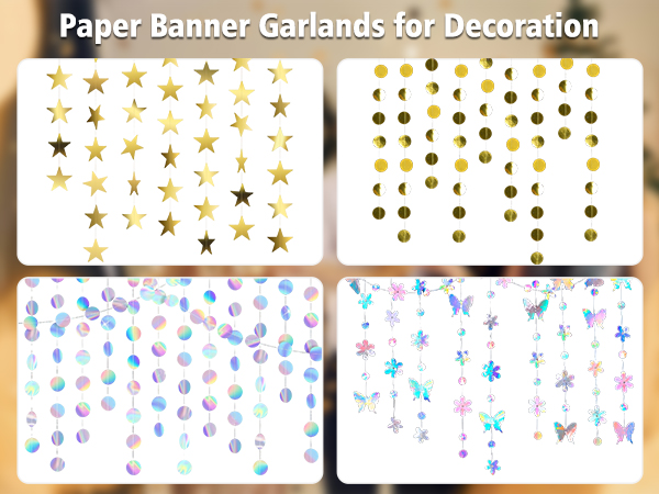 Star garland happy birthday banner congratulations banner streamers party decorations