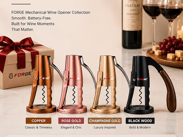 FORGE WINE OPENER IN GOLD, BLACK, COPPER COLOR