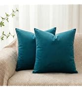 Q&J FABRIC CO. 2 Pack Velvet Decorative 18x18 Inch Throw Pillow Covers,Soft Square Cushion Case S...