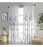 HOMEIDEAS Non-See-Through Light Grey and White Privacy Sheer Curtains 52 X 84 Inches Long 2 Panel...