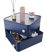 Makeup Organizer, Cosmetics Display Case with 2-Layer Storage Box and Rotating Stackable Designed...