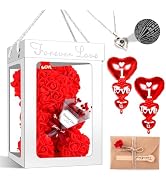 CODE FLORIST Rose Bear Valentine's Day Flower Bear Gifts,Rose Teddy Bear with Box,Cute Romantic A...