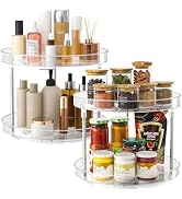 Slow Slog 2 Pack 2 Tier Lazy Susan Turntable Organizer, Clear Rotating Lazy Susan, Spice Rack for...