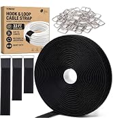 33 Ft x 1" Hook and Loop Straps, Reusable Cable Ties With 50 Metal Buckles | Heavy Duty Adjustabl...