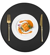 15" Faux Leather Round Placemats Set of 4, Vinyl Heat Resistant Place Mats, Waterproof Wipeable W...