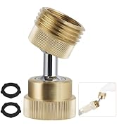 Hibbent Garden Hose Adapter, 3/4 Inch Swivel Brass Garden Hose Protector, Dual Rotation Male to F...