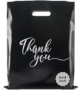 Rainbows & Lilies 100 Thank You Bags,12x15 Plastic Bags with Handles, Shopping Bags for Small Bus...