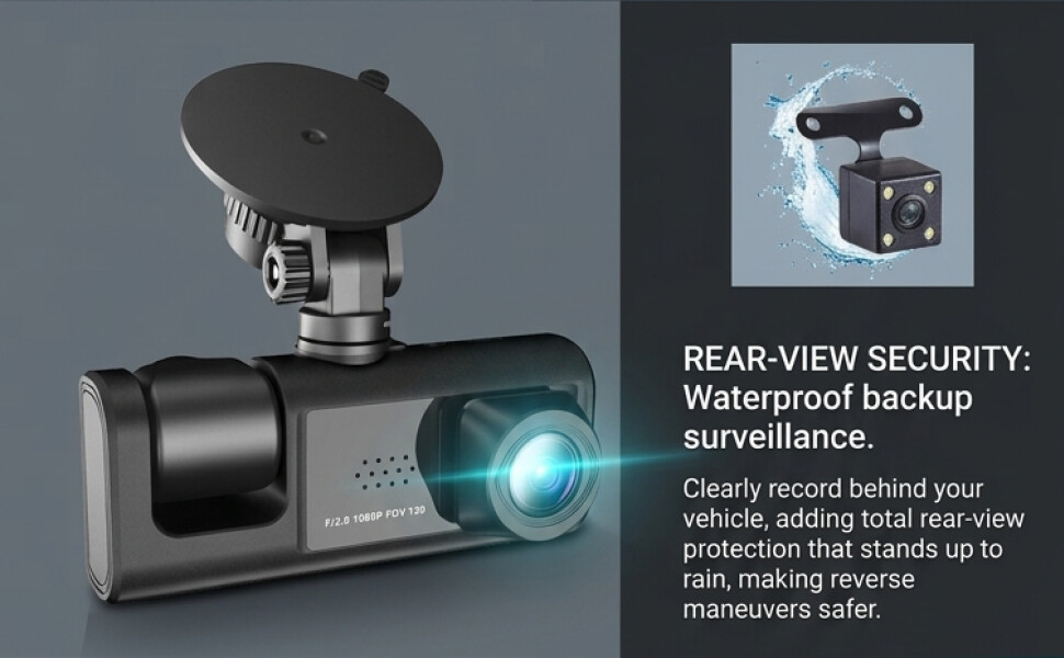Shkalacar 3 Channel Dash Cam WIFI 3 Cameras