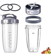 Sonhomay 7PCS Blender Replacement Parts for Nutribullet, 32oz & 24oz Cups with 1 Flip-Top To-Go L...
