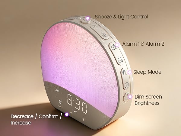 Glocusent N17 Sunrise Simulation Alarm Clock With Snoose