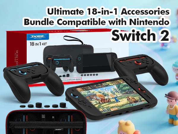 18-in-1 Carry Case Premium Protection Accessories Bundle Compatible with Nintendo Switch 2