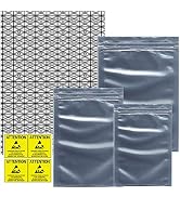 Rancco Anti Static Bags ESD Shielding Bag w/ Labels, 55 Pc Mixed Sizes Open Top Large Resealable ...