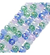 Songxi 55pcs AB Rainbow Color Faceted Round Glass Beads for Jewelry Making, 6×4.5mm Handmade Crys...