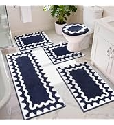 Findosom Bathroom Rugs Sets 5 Piece, Absorbent Soft Non-Slip Washable Microfiber Shaggy Bath Mat ...