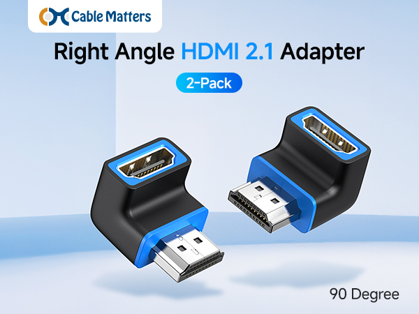 Combo-Pack 8K Flat Right Angle HDMI 2.1 Adapter with HDR, Supports 8K@60Hz / 4K@240Hz