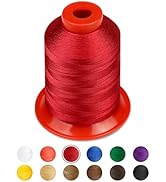 FIVEIZERO Extra Strong Upholstery Thread,Red 1000 Meters Bonded Nylon Thread for Denim Leather,Cr...