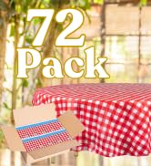 ZIMPLEWARE Red Gingham Checkered 12 Pack Standard Disposable Plastic Party Picnic Tablecloth 84 I...