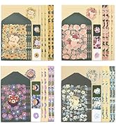 48 Pcs Stationery Paper Envelopes Set Includes 24 Lined Writing Paper & 12 Envelopes with 12 Stic...