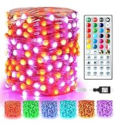 BrizLabs Orange Purple Fairy String Lights, 66ft 200 LED Color Changing Fairy Lights Orange Hallo...