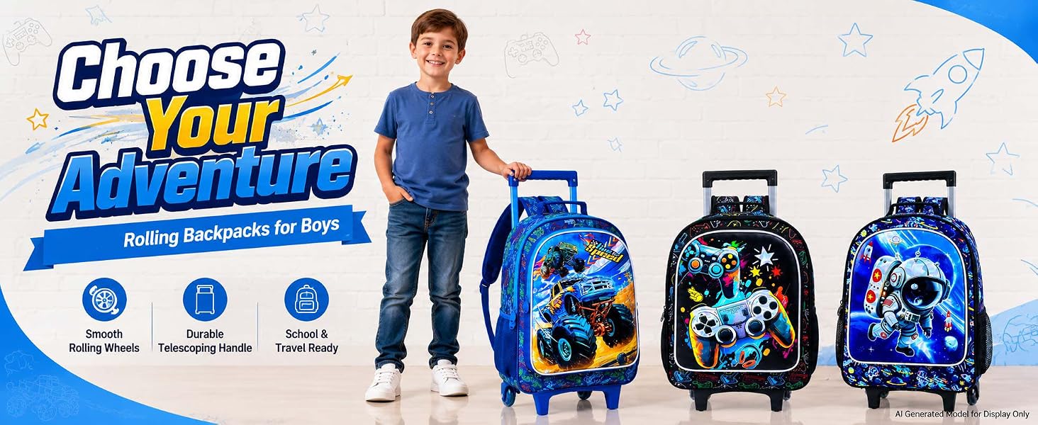 boys rolling backpack