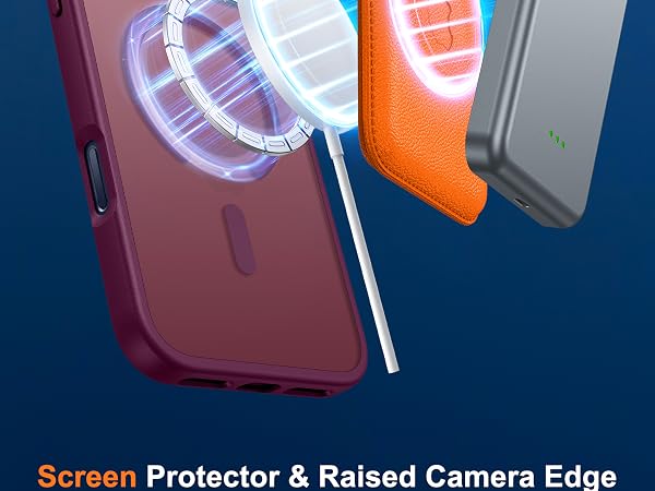 FNTCASE for iPhone 17 Pro Case: Translucent Wine Red Slim Cases Compatible with MagSafe