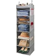 roomtalk 7-Tier Hanging Closet Organizer with 6 Side Pockets, Foldable Hanging Closet Shelves for...