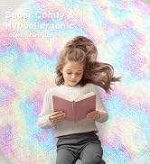 OLANLY Rainbow Round Rugs for Bedroom - Machine Washable, 4x4 Feet Circle Area Rugs for Living Ro...