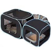 Large Cat Playpen with Surround Tunnel, Outdoor/Indoor Cat Catio with Breathable Soft Sides, Pet ...