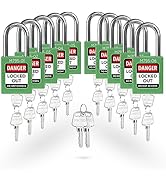 TRADESAFE Lockout Tagout Locks Set with Master Keys - 10 Green Loto Locks Keyed Different, 2 Keys...
