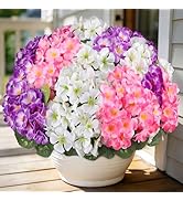 AmberFun Artificial Geraniums Flowers for Outdoors, 6 Bundles Realistic Silk Fake Geranium, No Fa...