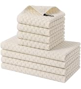 Homaxy 100% Cotton Kitchen Towels and Dishcloths Set, 12 x 12 & 15 x 25 Inches, Set of 8 Bulk Ter...