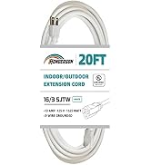 HONDERSON 20FT Outdoor Extension Cord-16/3 SJTW Durable White Extension Cable with 3 Prong Ground...