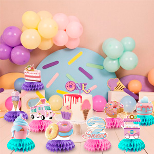 donut party honeycomb centerpieces