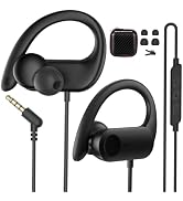 Wired Earbuds with Ear Hooks 3.5mm Over Ear Headphone for PC with Mic Black | Noise Isolating Adj...