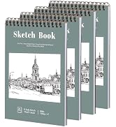 4 Pack Small Sketch Books, 5.5 x 8.5 Inch Mini Sketchbook, 68lb/100gsm Spiral Bound Small Sketch ...