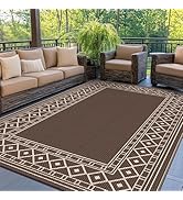 GENIMO Outdoor Rug Waterproof for Patio Decor, 5'x8' Reversible Plastic Straw Rug Carpet, Camping...