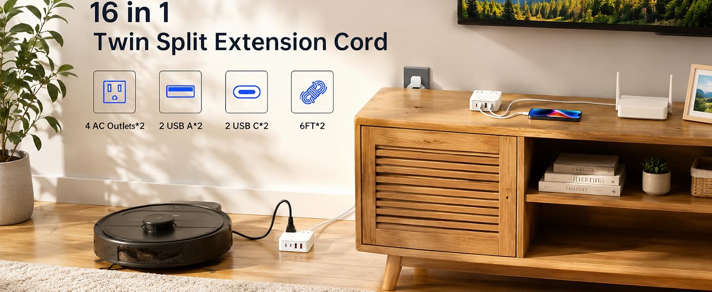 16 in 1 split extension cord